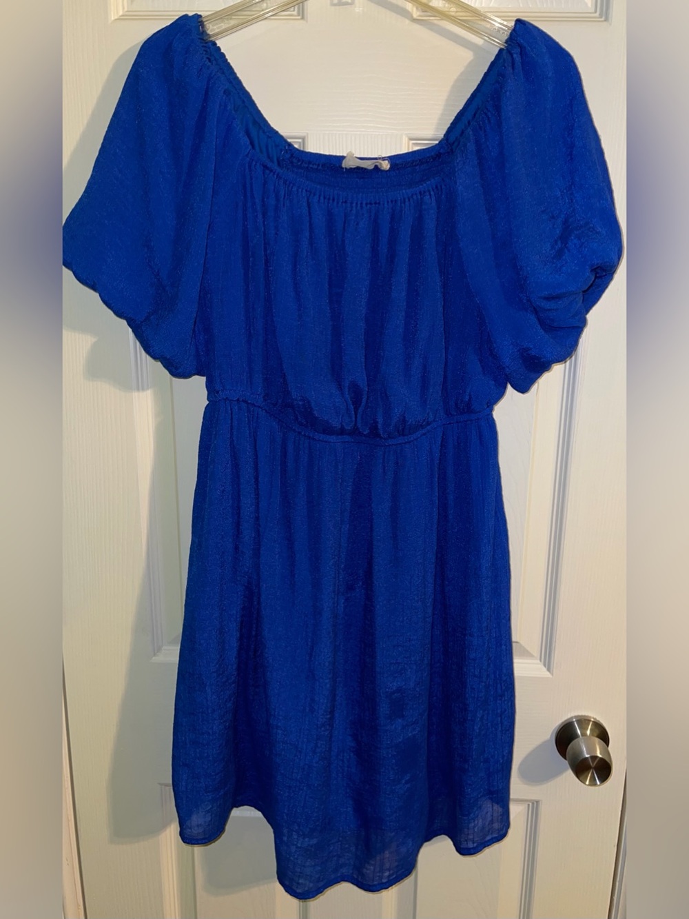 Women’s Royal Blue Puff Sleeve Dress - 1X